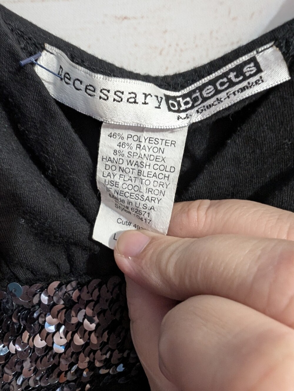 Necessary Objects Black Camisole with Silver Sequin Band Size Large - Picture 4 of 4